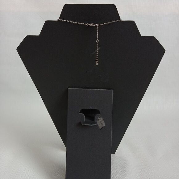 Silver Toned Metal Rhinestone Center Lightweight Cross Shaped Pendant Necklace - Picture 2 of 9